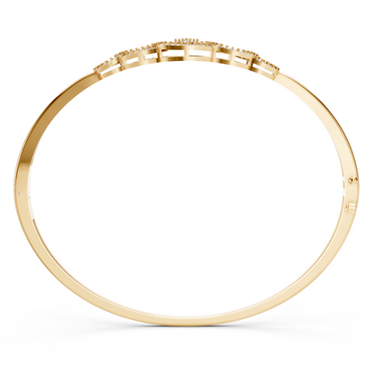 Yellow Gold Linked Circle Diamond Bangle Set