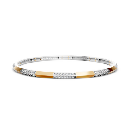 Two-Tone Gold Diamond Station Bangle