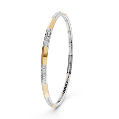 Two-Tone Gold Diamond Station Bangle