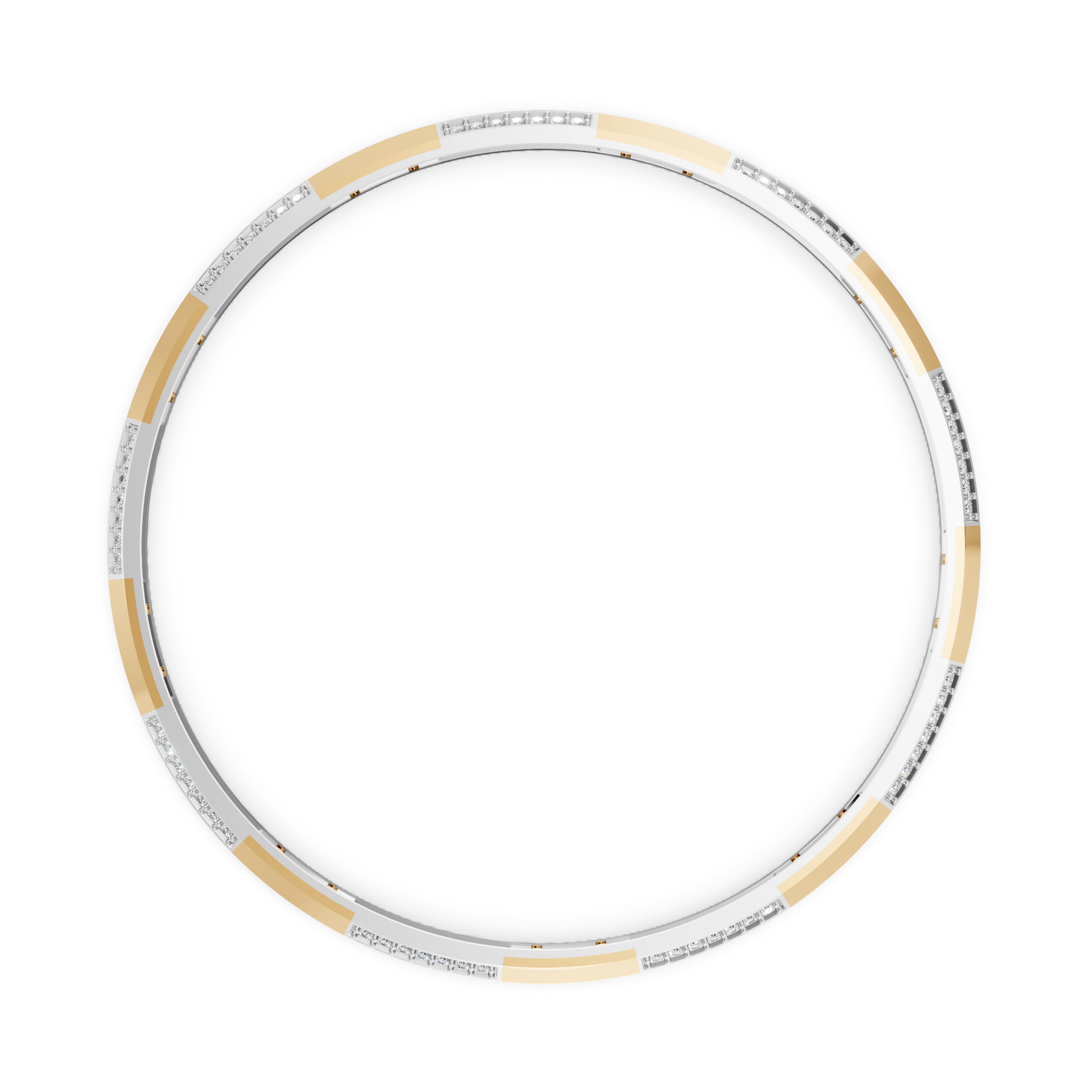 Two-Tone Gold Diamond Station Bangle