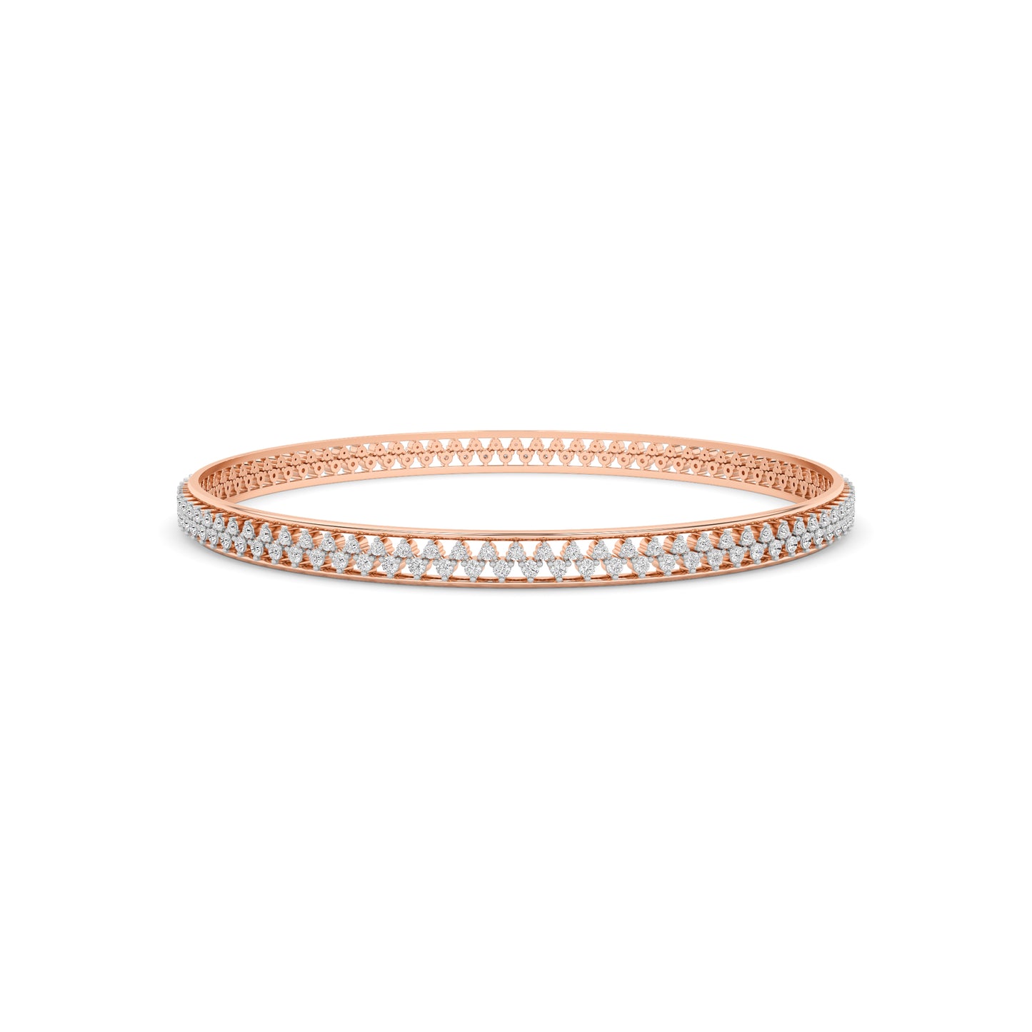Rose Gold Full Pavé Chevron Diamond Bangle