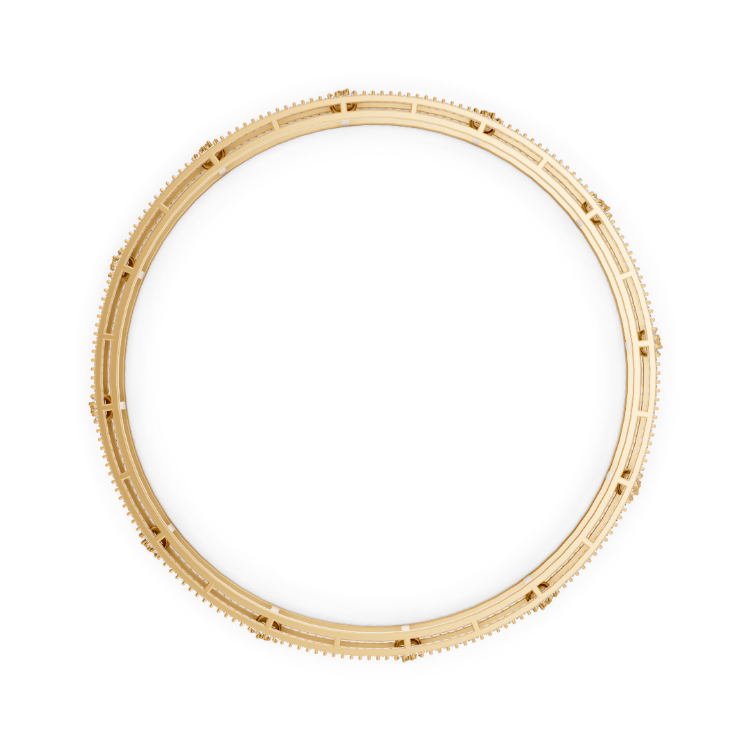 Gold Diamond Open-Work Bangle Set
