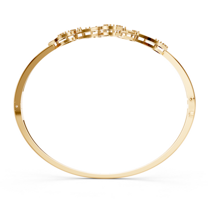 Vine Scroll Diamond Floral Hinged Bangle