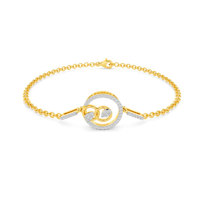 Swirl Loop Diamond Chain Bracelet Yellow Gold