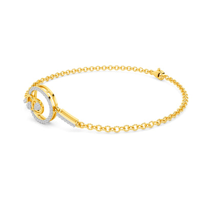 Swirl Loop Diamond Chain Bracelet Yellow Gold