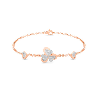 Rose Gold Triple Heart Diamond Chain Bracelet