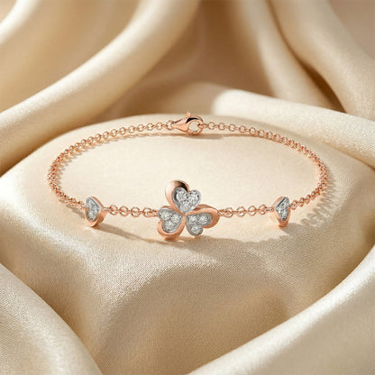 Rose Gold Triple Heart Diamond Chain Bracelet