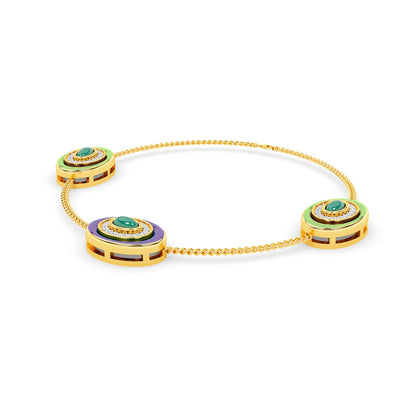 Enamel Disc Diamond Station Bracelet