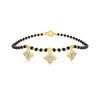 Black Bead Diamond Floral Charm Bracelet