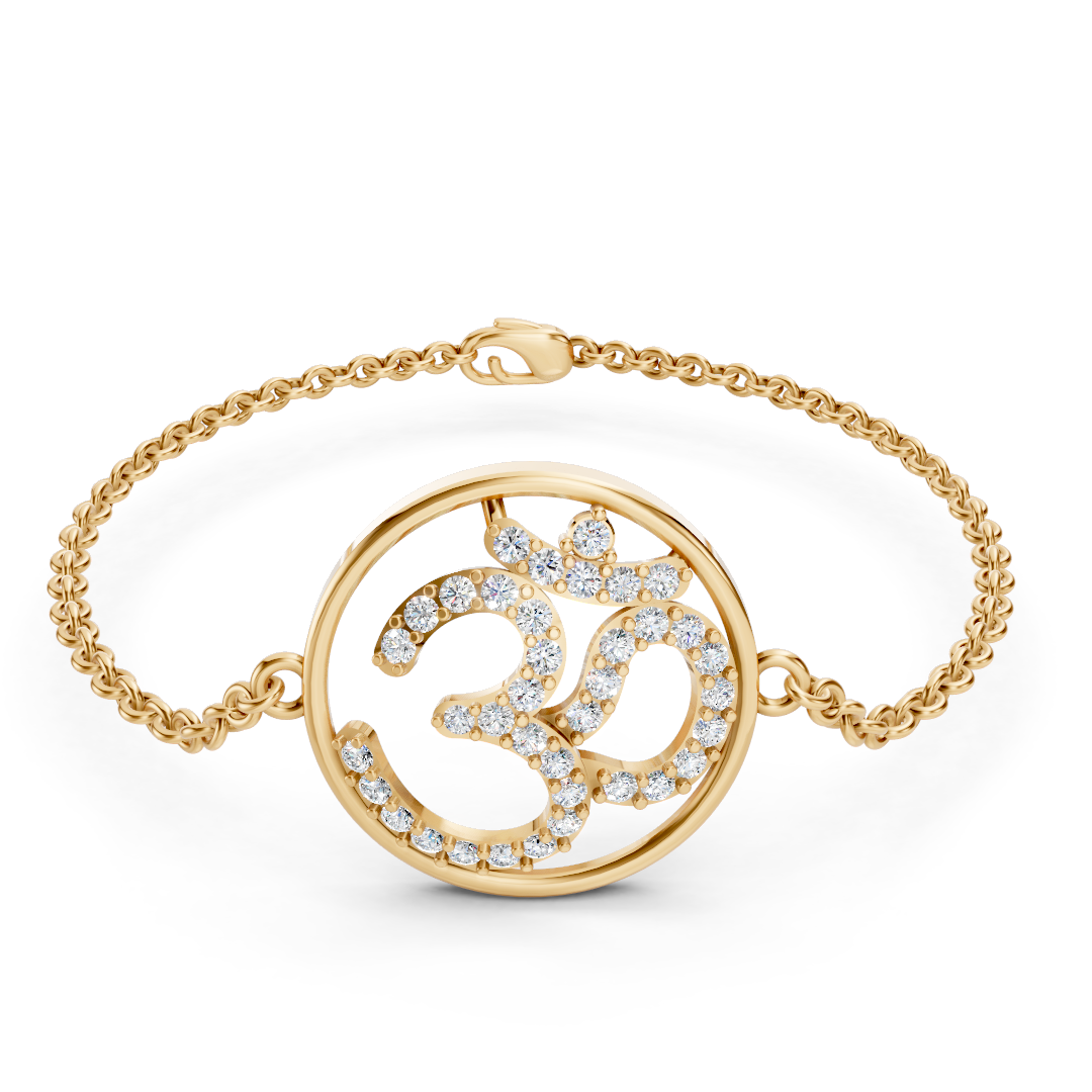 Gold Diamond Om Symbol Chain Bracelet