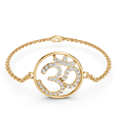 Gold Diamond Om Symbol Chain Bracelet