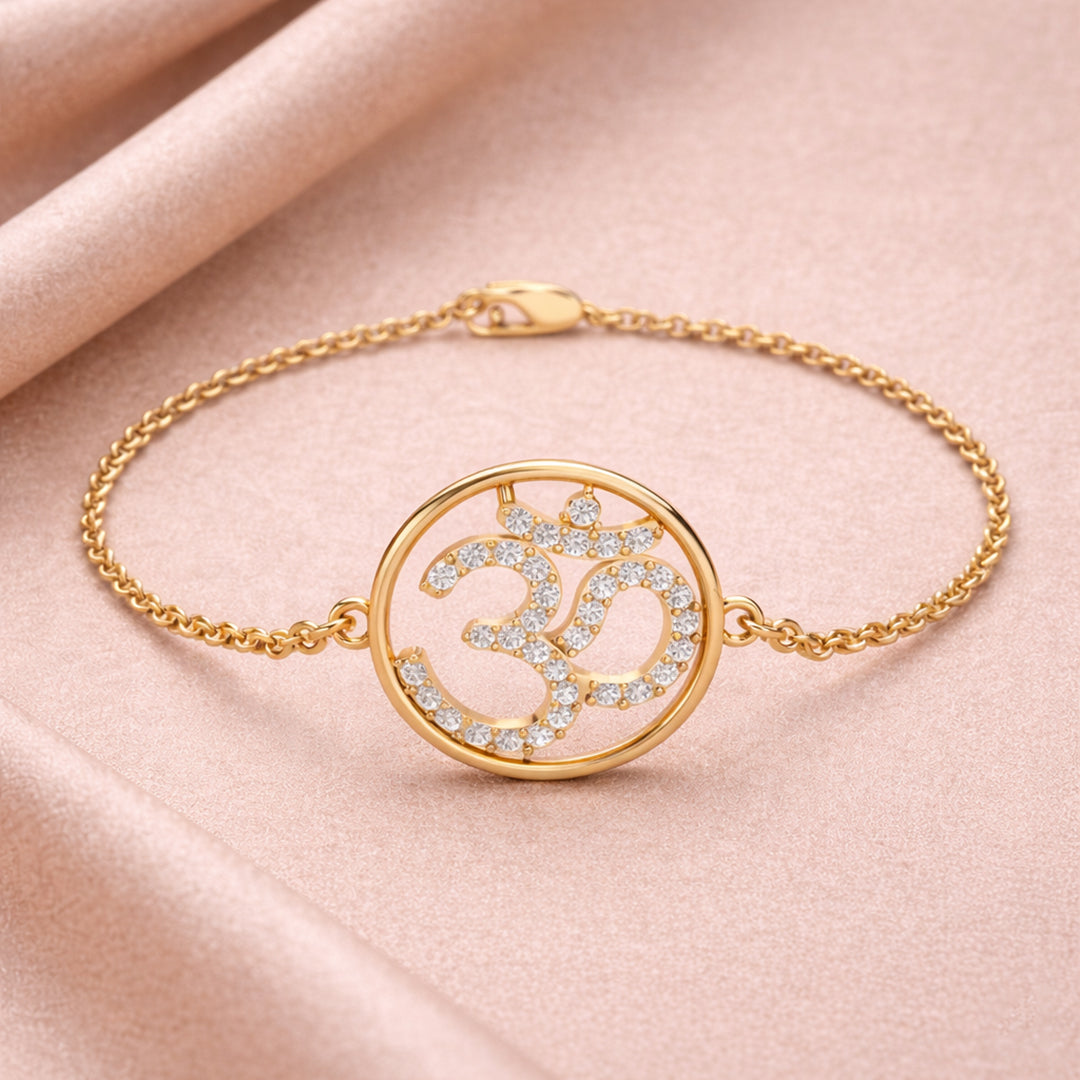 Gold Diamond Om Symbol Chain Bracelet