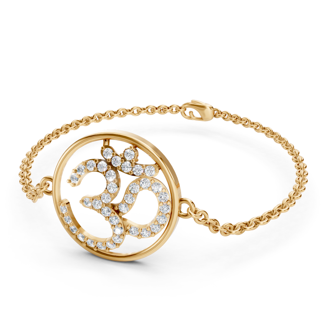 Gold Diamond Om Symbol Chain Bracelet