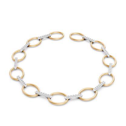 Open Circle Diamond Bar Link Bracelet