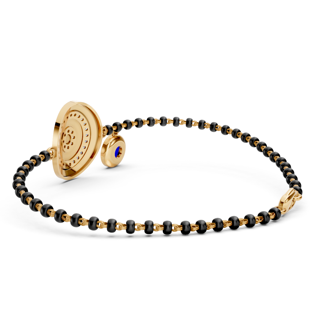 Rose Gold Evil Eye Diamond Black Bead Bracelet