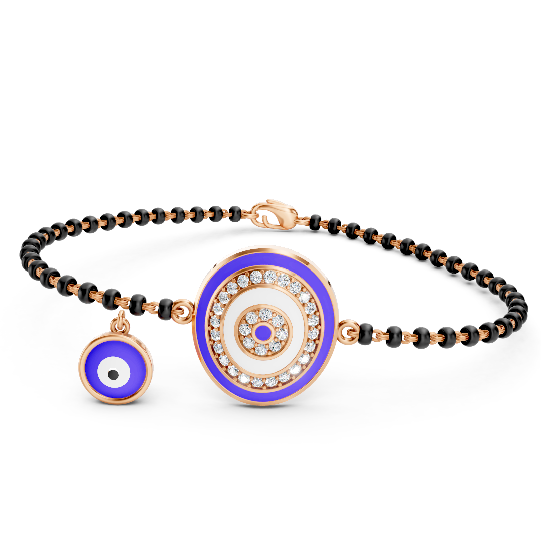 Gold Diamond Evil Eye Mangalsutra Bracelet