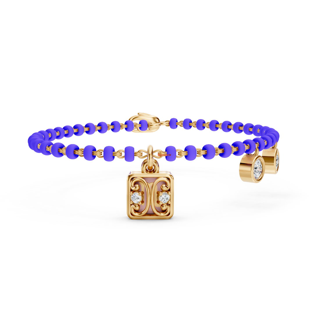 Rose Gold Square Filigree Diamond Bead Bracelet