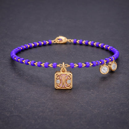 Rose Gold Square Filigree Diamond Bead Bracelet