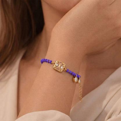 Rose Gold Square Filigree Diamond Bead Bracelet
