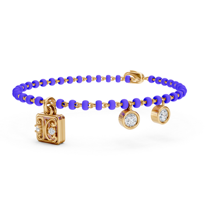 Rose Gold Square Filigree Diamond Bead Bracelet