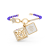 Yellow Gold Filigree Charm Blue Bead Bracelet