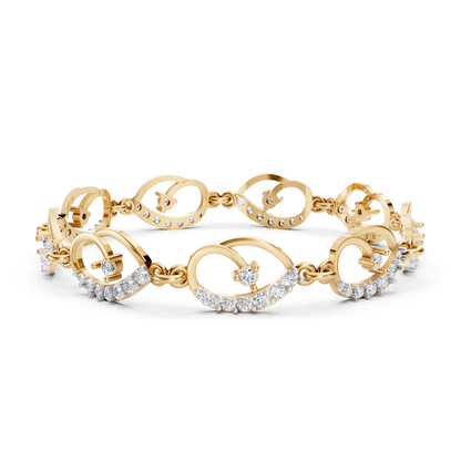 Swirl Motif Diamond Link Bracelet Yellow Gold