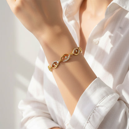 Swirl Motif Diamond Link Bracelet Yellow Gold
