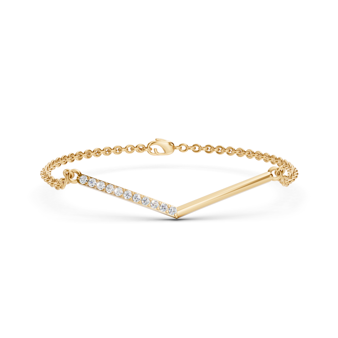 Gold Diamond V-Bar Chain Bracelet