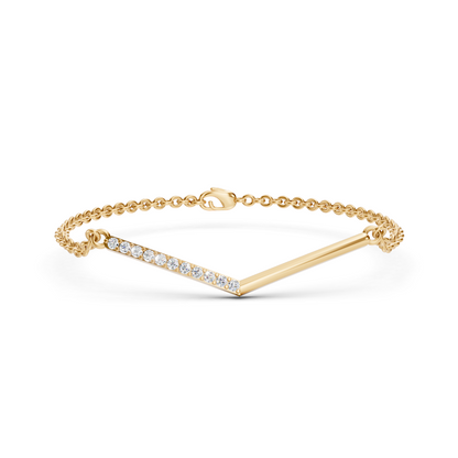 Gold Diamond V-Bar Chain Bracelet