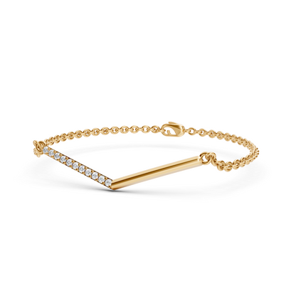 Gold Diamond V-Bar Chain Bracelet