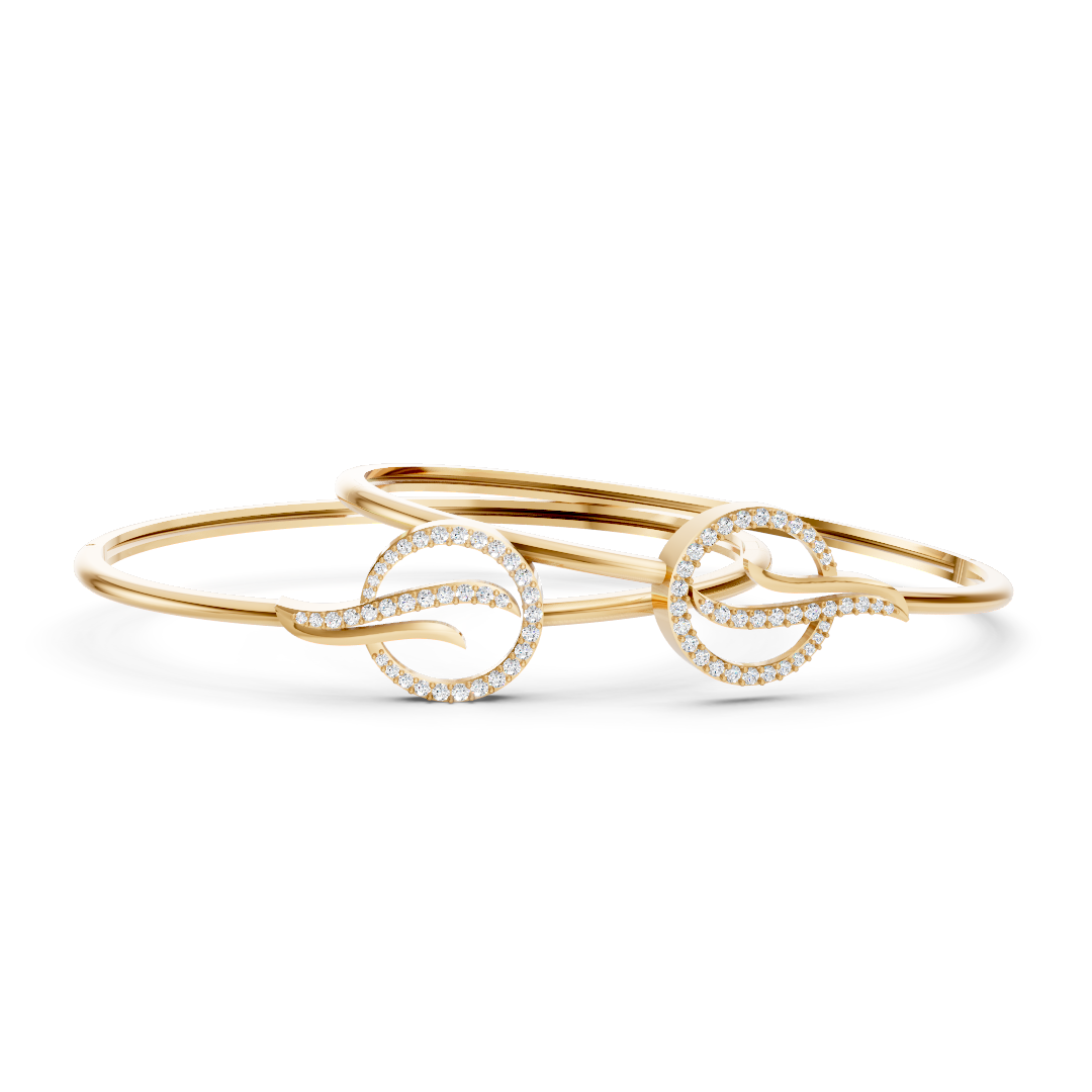 Yellow Gold Diamond Swirl Circle Bracelet