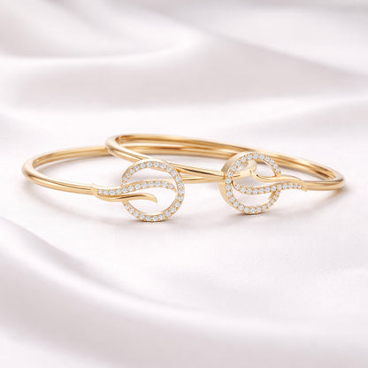 Yellow Gold Diamond Swirl Circle Bracelet