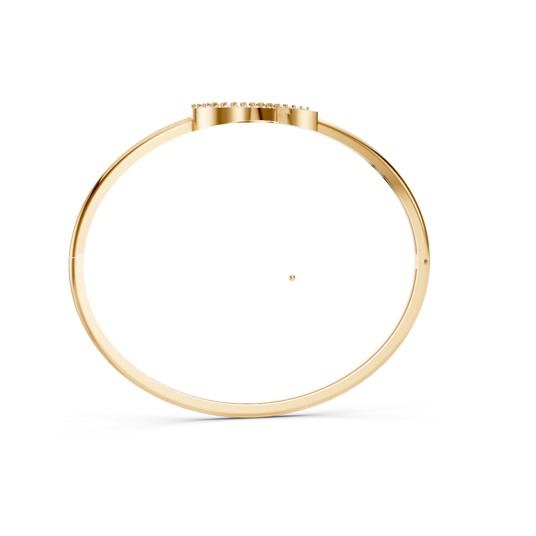 Yellow Gold Diamond Swirl Circle Bracelet