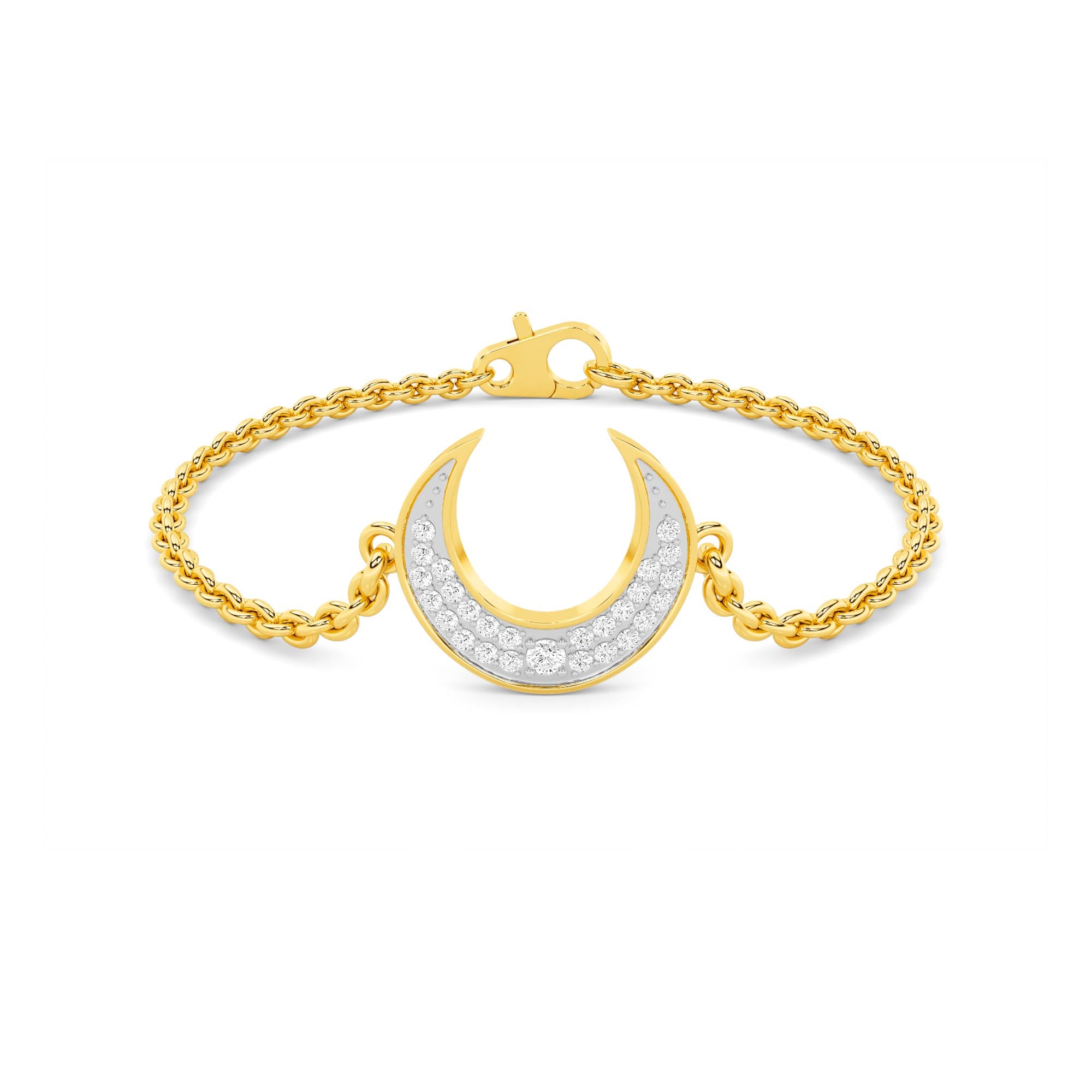 Yellow Gold Diamond Crescent Moon Bracelet