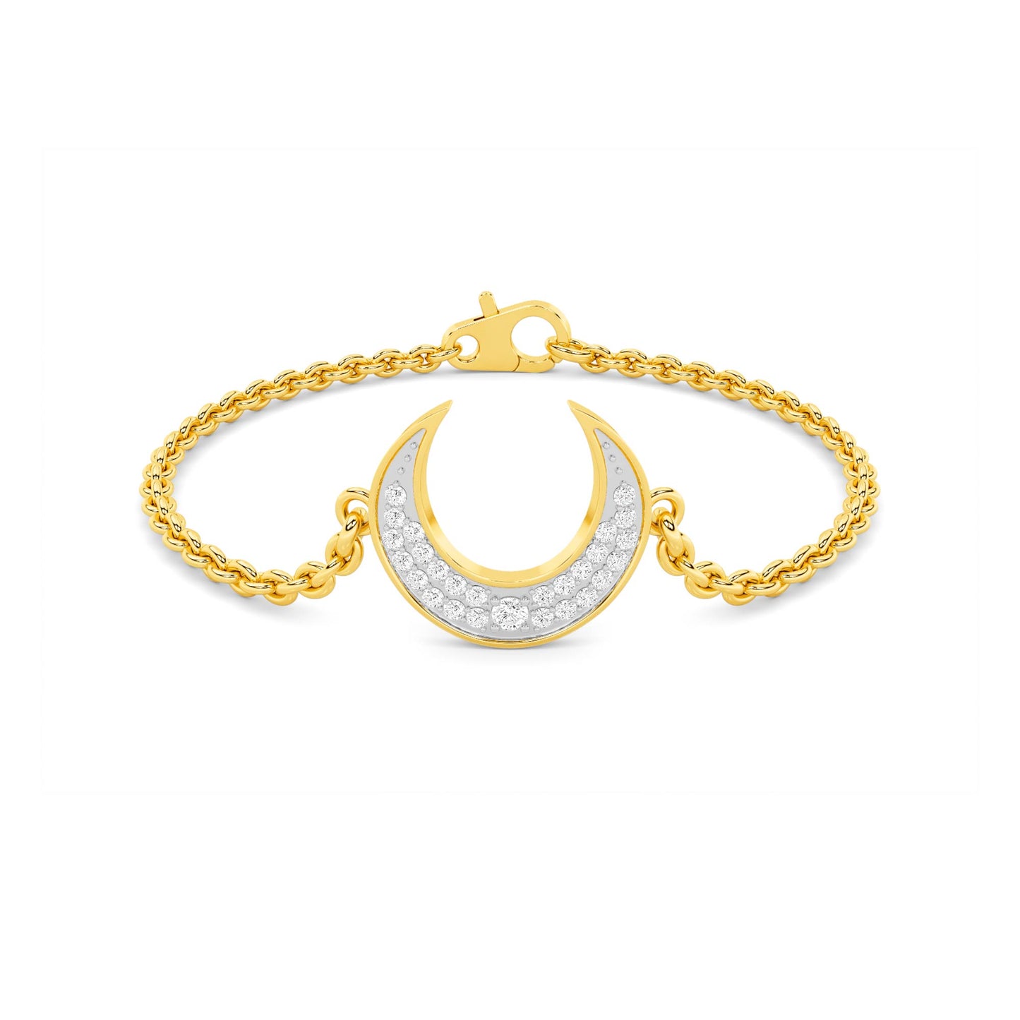 Yellow Gold Diamond Crescent Moon Bracelet