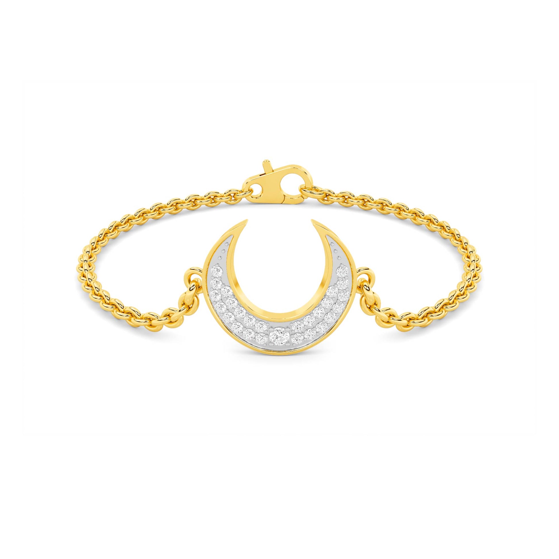 Yellow Gold Diamond Crescent Moon Bracelet