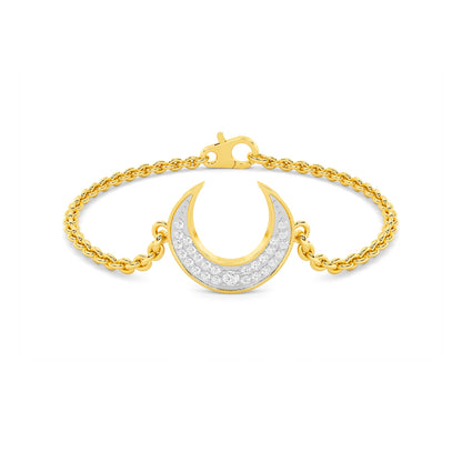 Yellow Gold Diamond Crescent Moon Bracelet