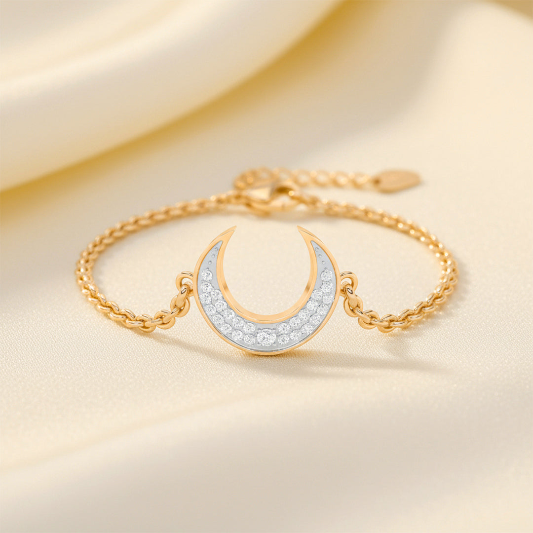 Yellow Gold Diamond Crescent Moon Bracelet