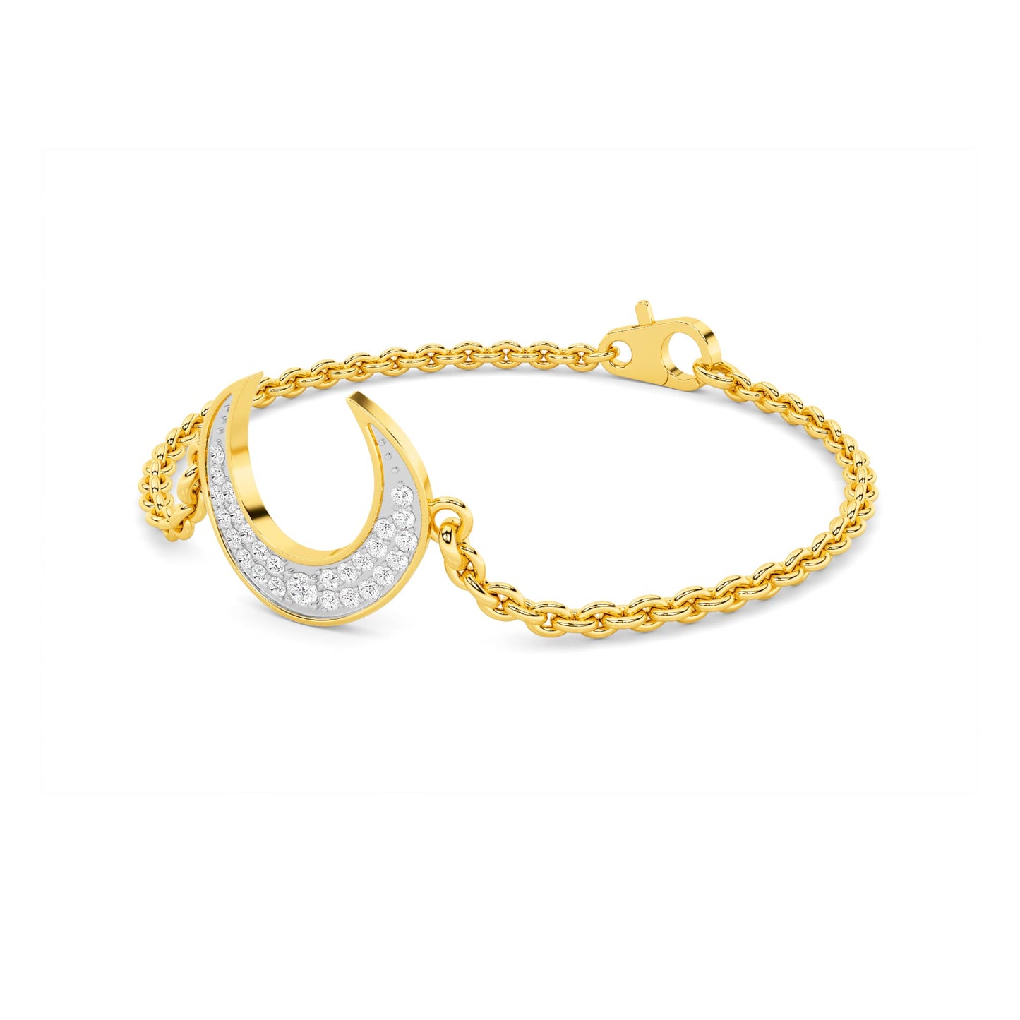 Yellow Gold Diamond Crescent Moon Bracelet