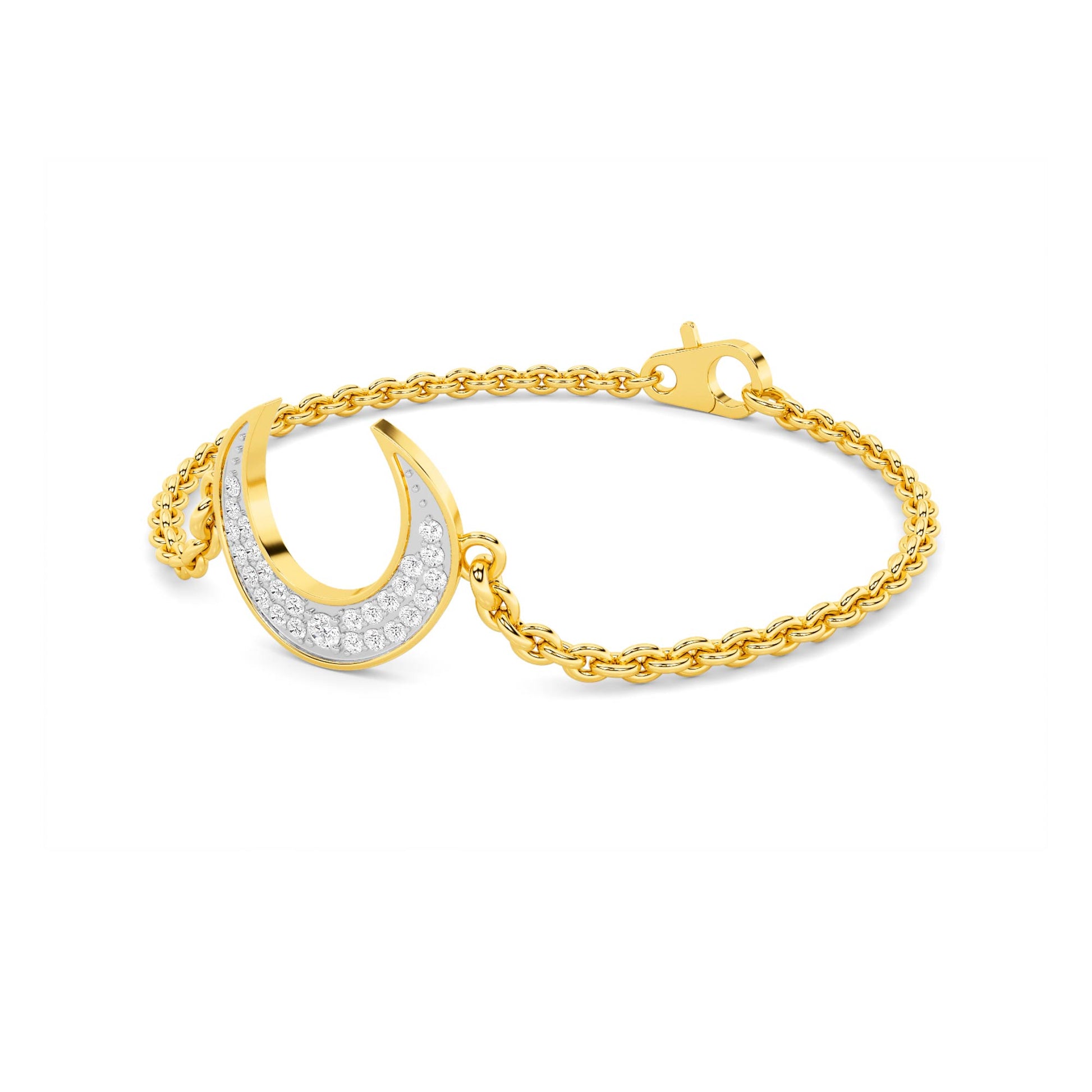 Yellow Gold Diamond Crescent Moon Bracelet