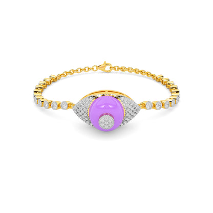 Yellow Gold Purple Enamel Evil Eye Bracelet