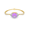 Yellow Gold Purple Enamel Evil Eye Bracelet