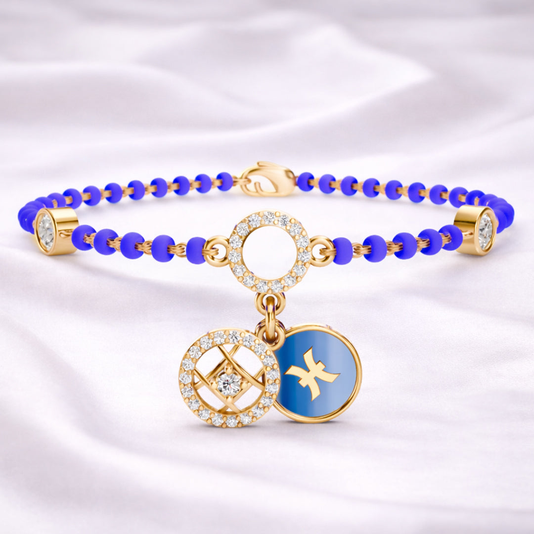 Rose Gold Floral Medallion Diamond Bead Bracelet