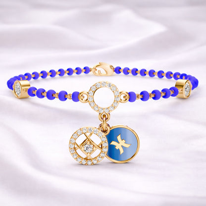 Rose Gold Floral Medallion Diamond Bead Bracelet