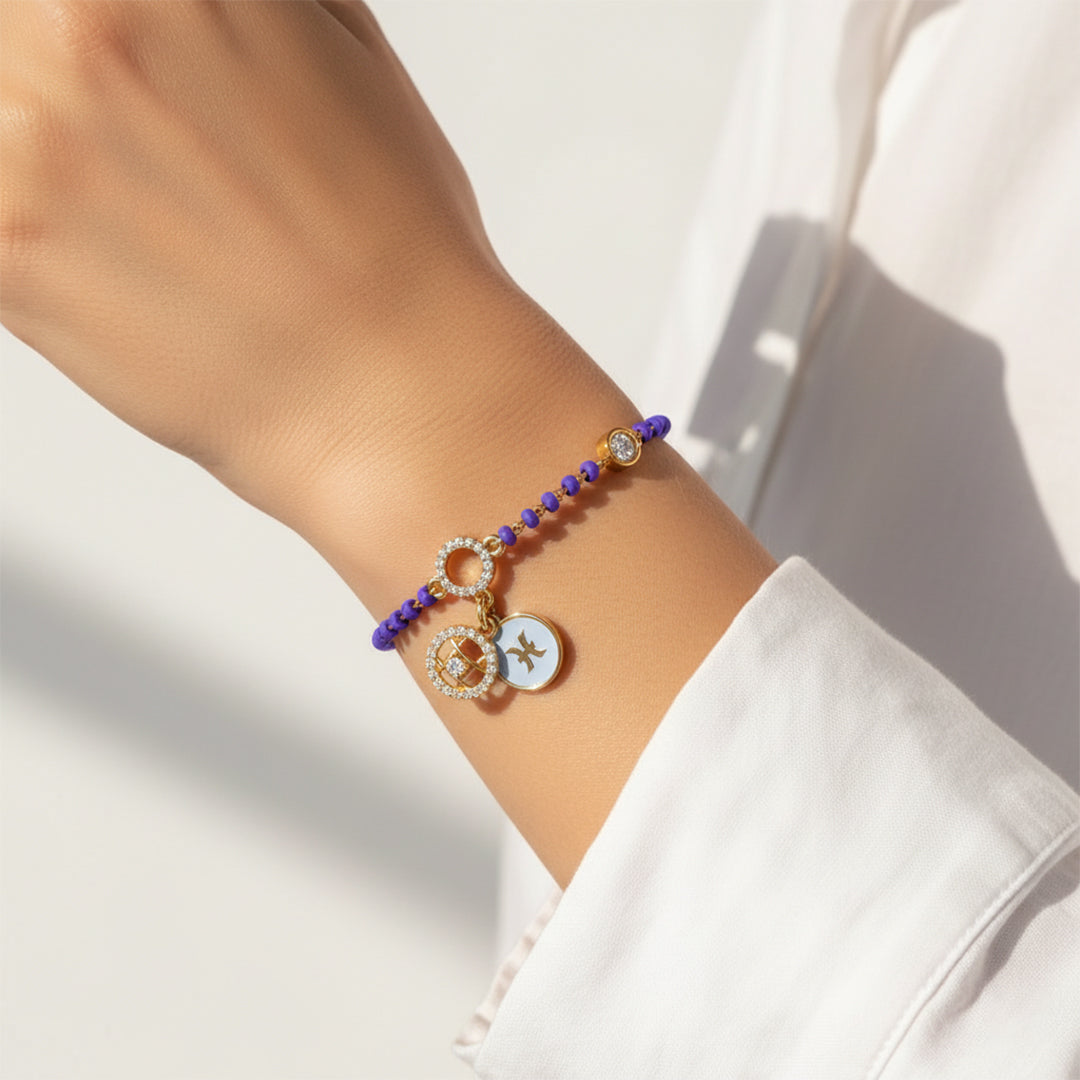 Rose Gold Floral Medallion Diamond Bead Bracelet