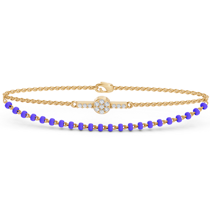 Gold Diamond Double Layer Bead Bracelet