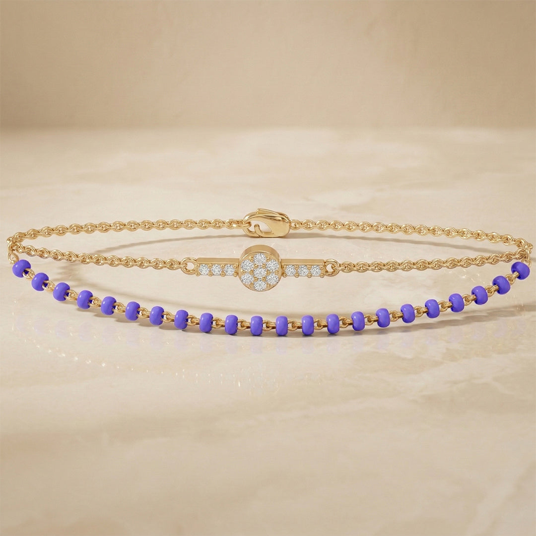 Gold Diamond Double Layer Bead Bracelet