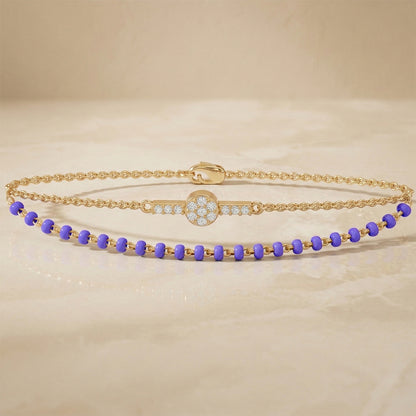 Gold Diamond Double Layer Bead Bracelet