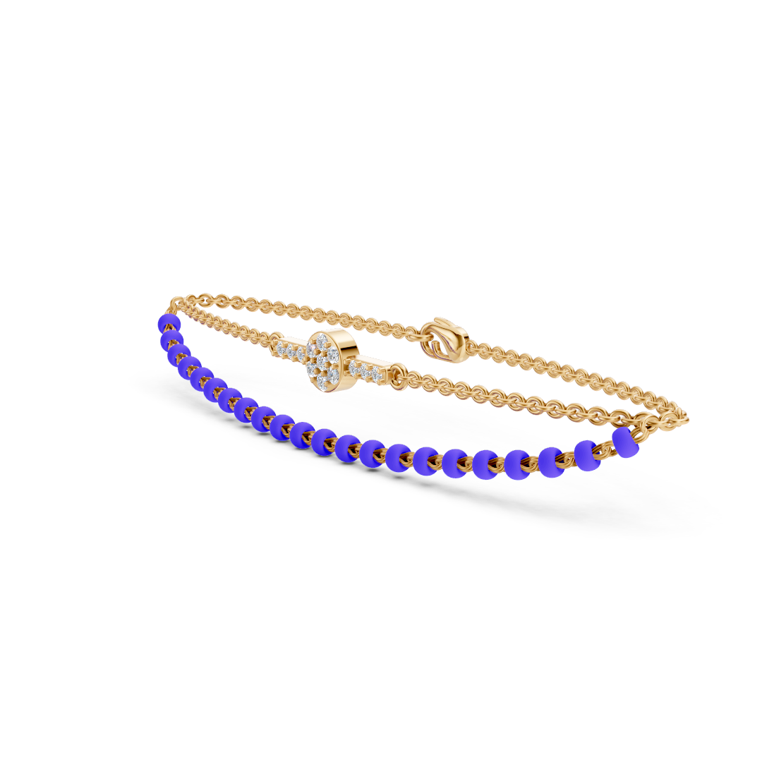 Gold Diamond Double Layer Bead Bracelet