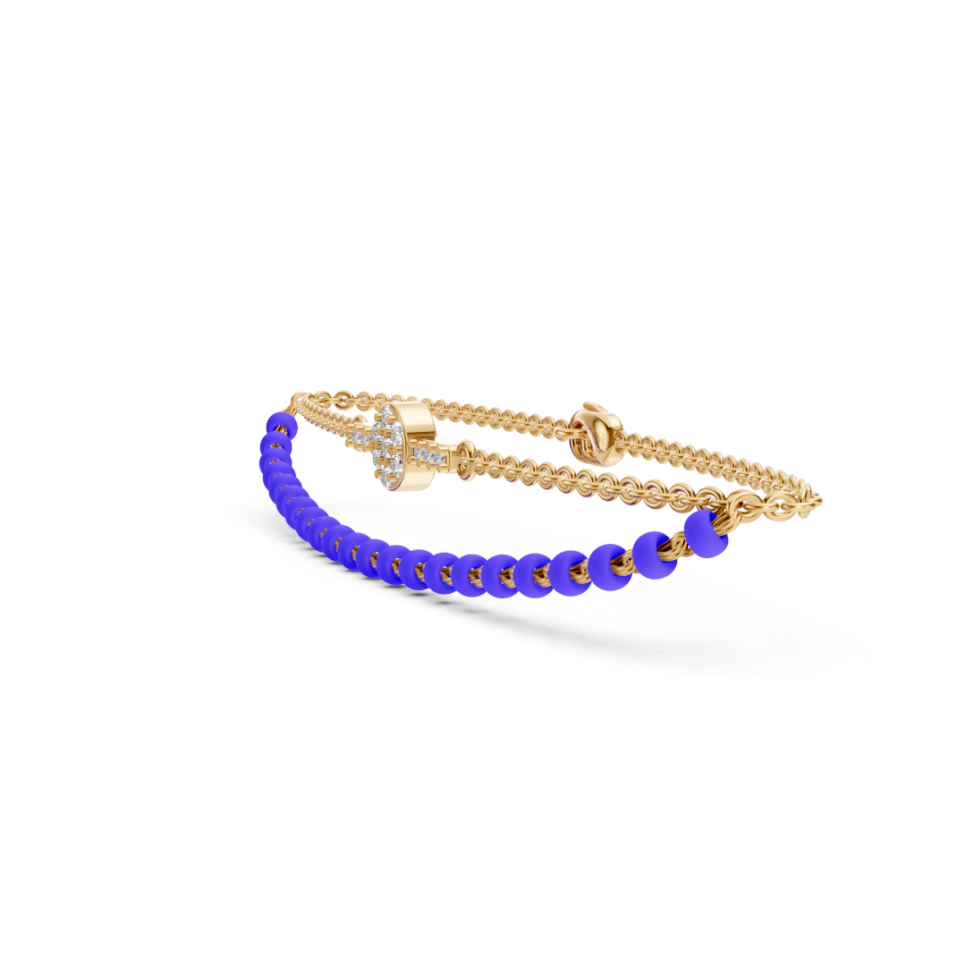 Gold Diamond Double Layer Bead Bracelet